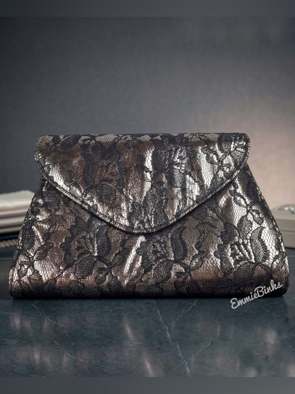 New Vintage 80-90’s Neiman Marcus Black Lace Crossbody Bag, NWOT VTG Clutch Bag